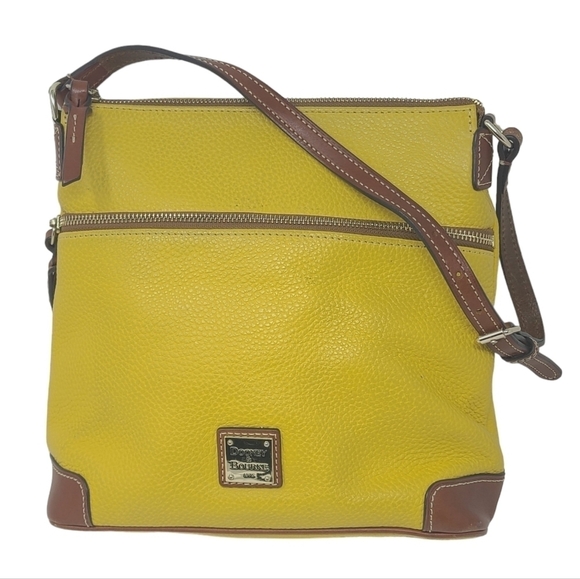 Dooney & Burke | Mustard Yellow Pebble Grain Small Zipper Crossbody Bag - Picture 1 of 15